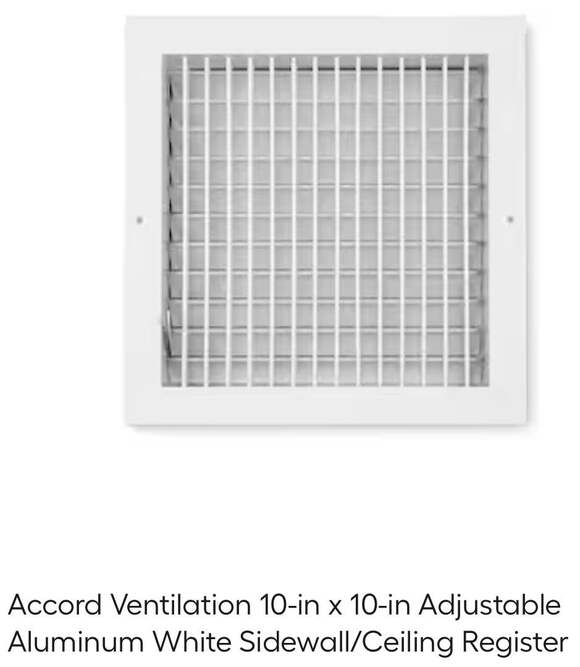 UTALIND Other - UTALIND 10-in x 10-in Adjustable Aluminum White Sidewall/Ceiling Register L-VH 1